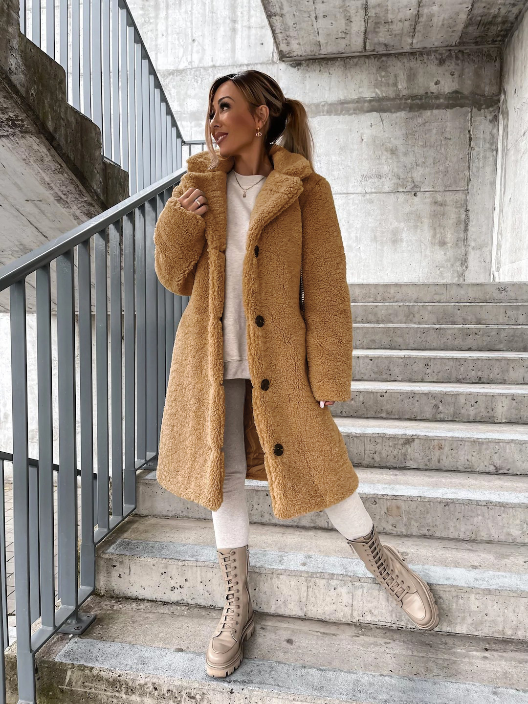 EB | Damen Winter Teddy Mantel Lang