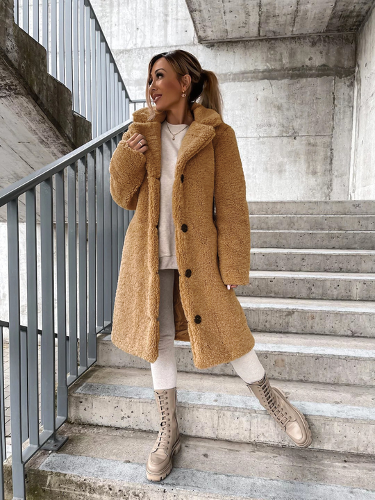 EB | Damen Winter Teddy Mantel Lang