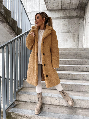 EB | Damen Winter Teddy Mantel Lang