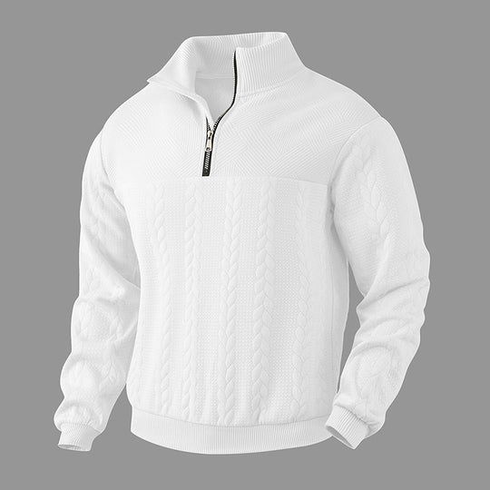 Herren Strickpullover mit Reißverschluss und strukturiertem Design EB