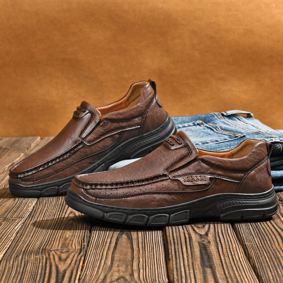 Herren Bequeme Leder-Mokassins mit rutschfester Sohle und atmungsaktivem Design EB