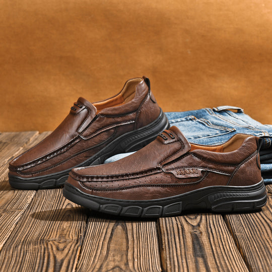 Herren Bequeme Leder-Mokassins mit rutschfester Sohle und atmungsaktivem Design EB