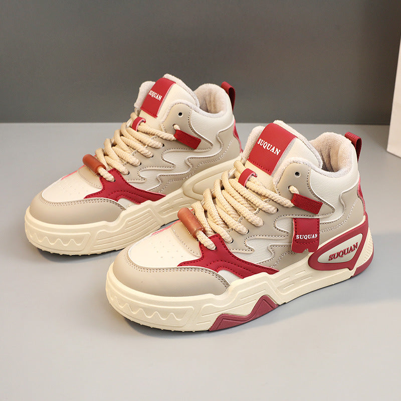 Damen modische High-Top Sneakers mit bequemer Dämpfung und griffiger Laufsohle EB