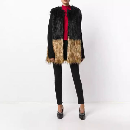 Damen Luxuriöse Kunstpelzjacke mit natürlichem Farbverlauf EB