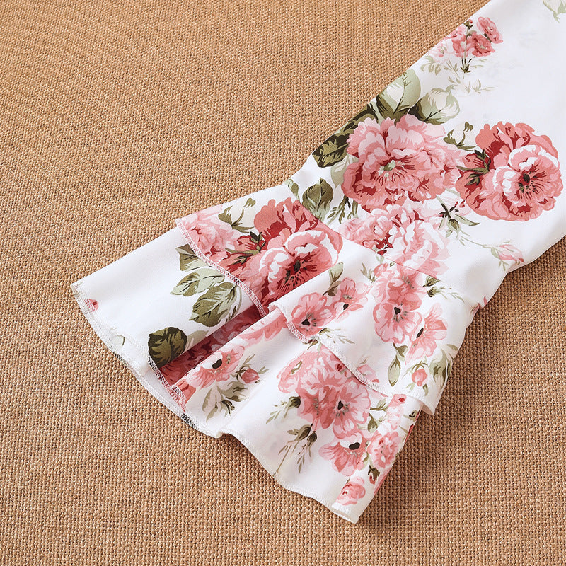Damen Bluse mit Rüschendetails und floralem Muster EB