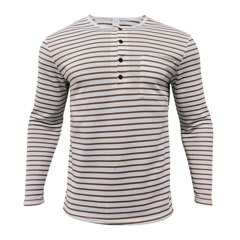 Herren Langarmshirt mit gestreiftem Design und Knopfleiste EB