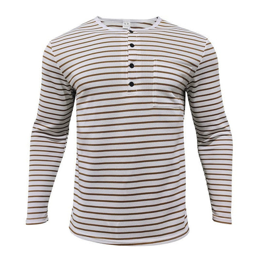 Herren Langarmshirt mit gestreiftem Design und Knopfleiste EB