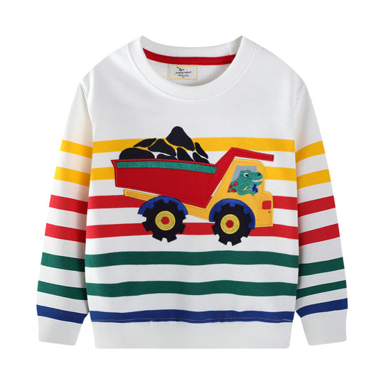 Kinder Sweatshirt mit buntem Baustellen-Lkw-Design EB