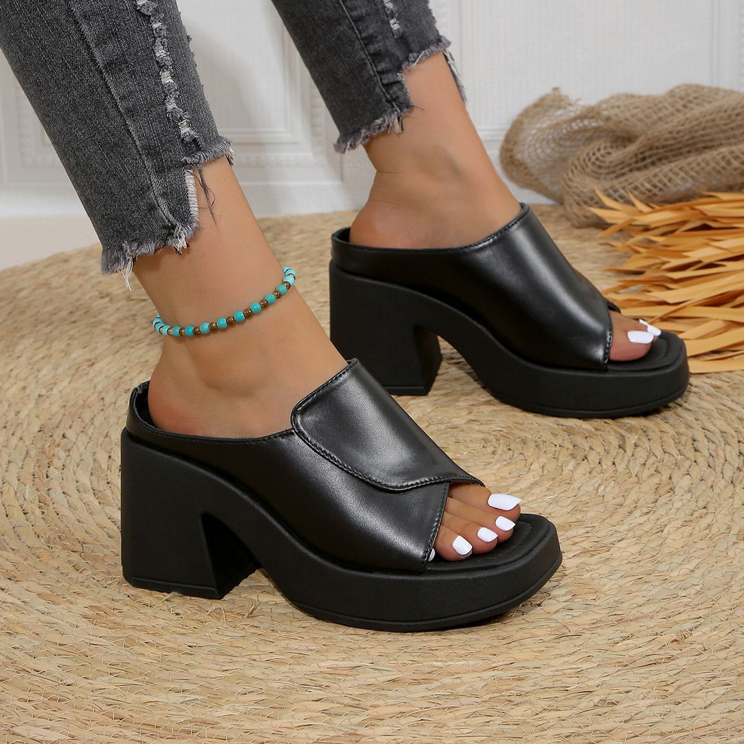 Damen Wedge-Pantoletten mit modischem Faltendesign und blockiertem Absatz EB