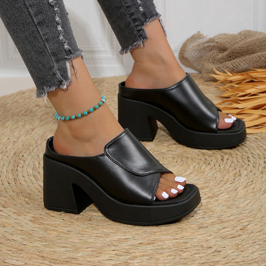 Damen Wedge-Pantoletten mit modischem Faltendesign und blockiertem Absatz EB