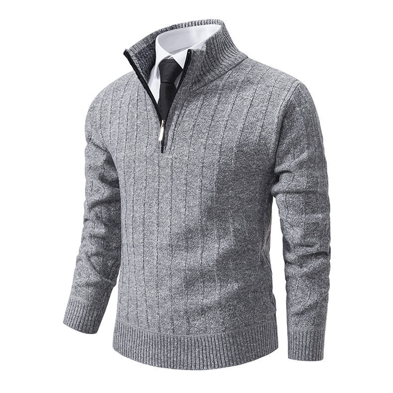 Herren eleganter Strickpullover mit halbem Reißverschluss EB