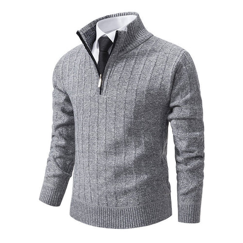 Herren eleganter Strickpullover mit halbem Reißverschluss EB