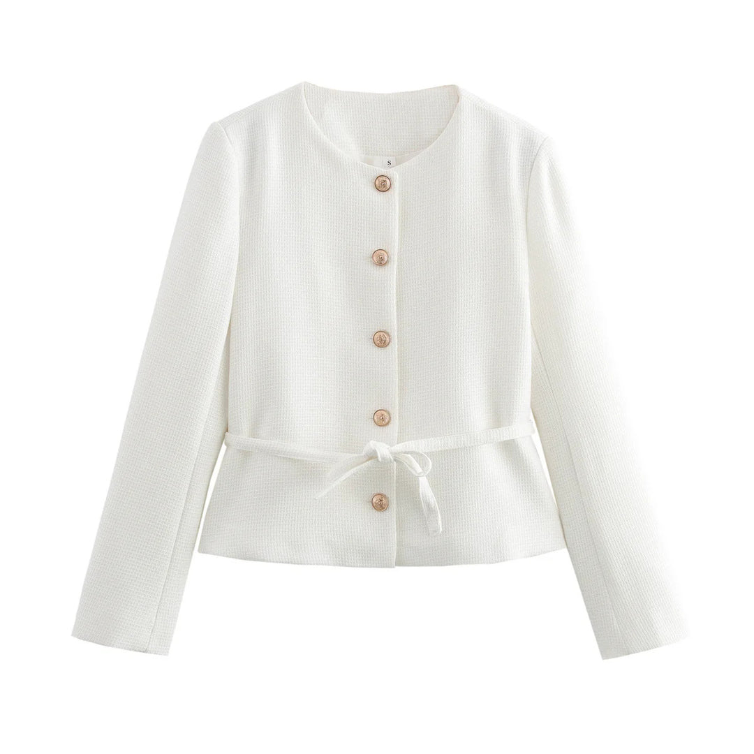 Damen stylistische Übergangsjacke mit Knopfdetails und Bindeband EB