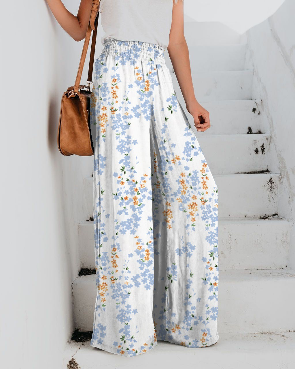 Damen Blumendruck Weite Hosen EB
