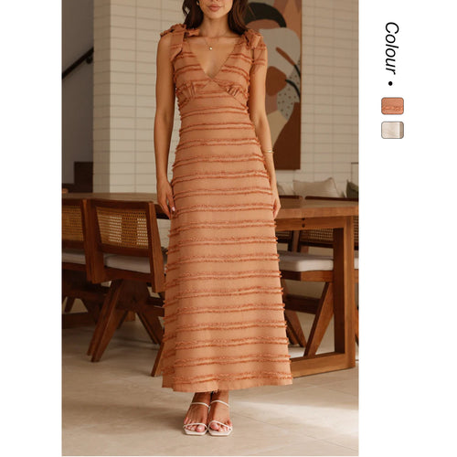 Damen Maxikleid mit elegantem Drapierungsdesign und Rüschenakzenten EB