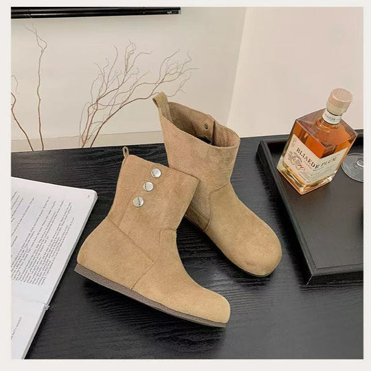 Damen Stylische Stiefeletten mit modischen Knopfdetails EB