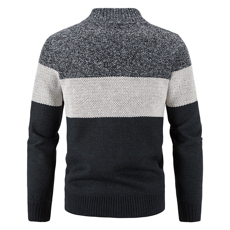Herren Strickjacke mit modernem Zipper und karierter Innenausstattung EB