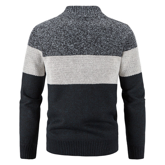 Herren Strickjacke mit modernem Zipper und karierter Innenausstattung EB