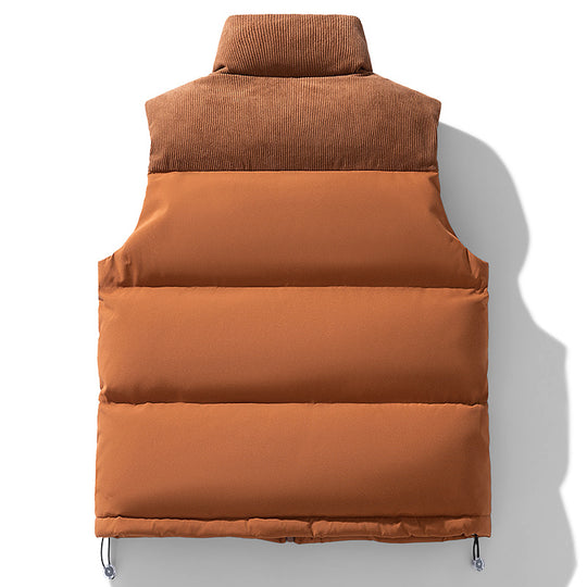 Unisex Gepolsterte Steppweste mit Cordbesatz, hohem Stehkragen und verstellbarem Kordelzug EB