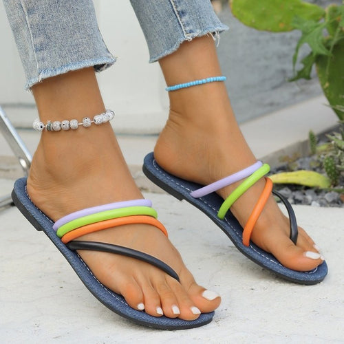 Damen Flip-Flops mit modischen bunten Riemen EB