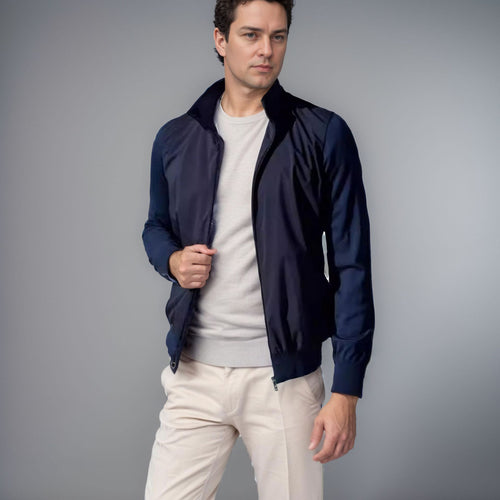 Herren sportliche Übergangsjacke mit modernem Stehkragen und elastischen Bündchen EB