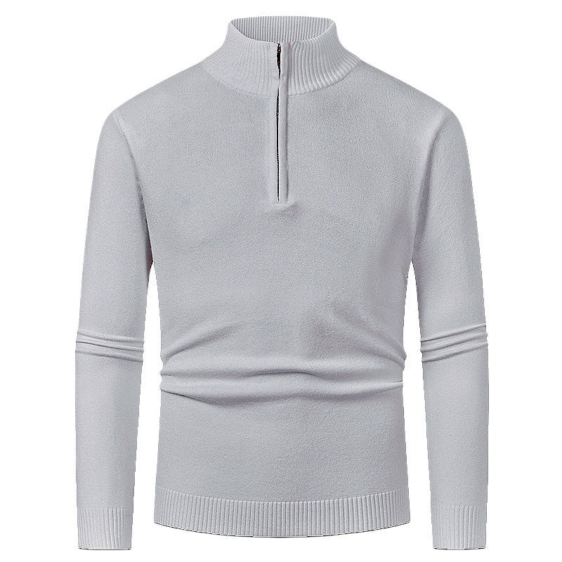 Herren Strickpullover mit hohem Kragen und halbem Reißverschluss EB