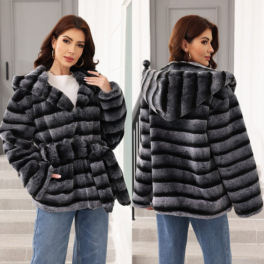 Damen kuschelige Kunstfelljacke EB