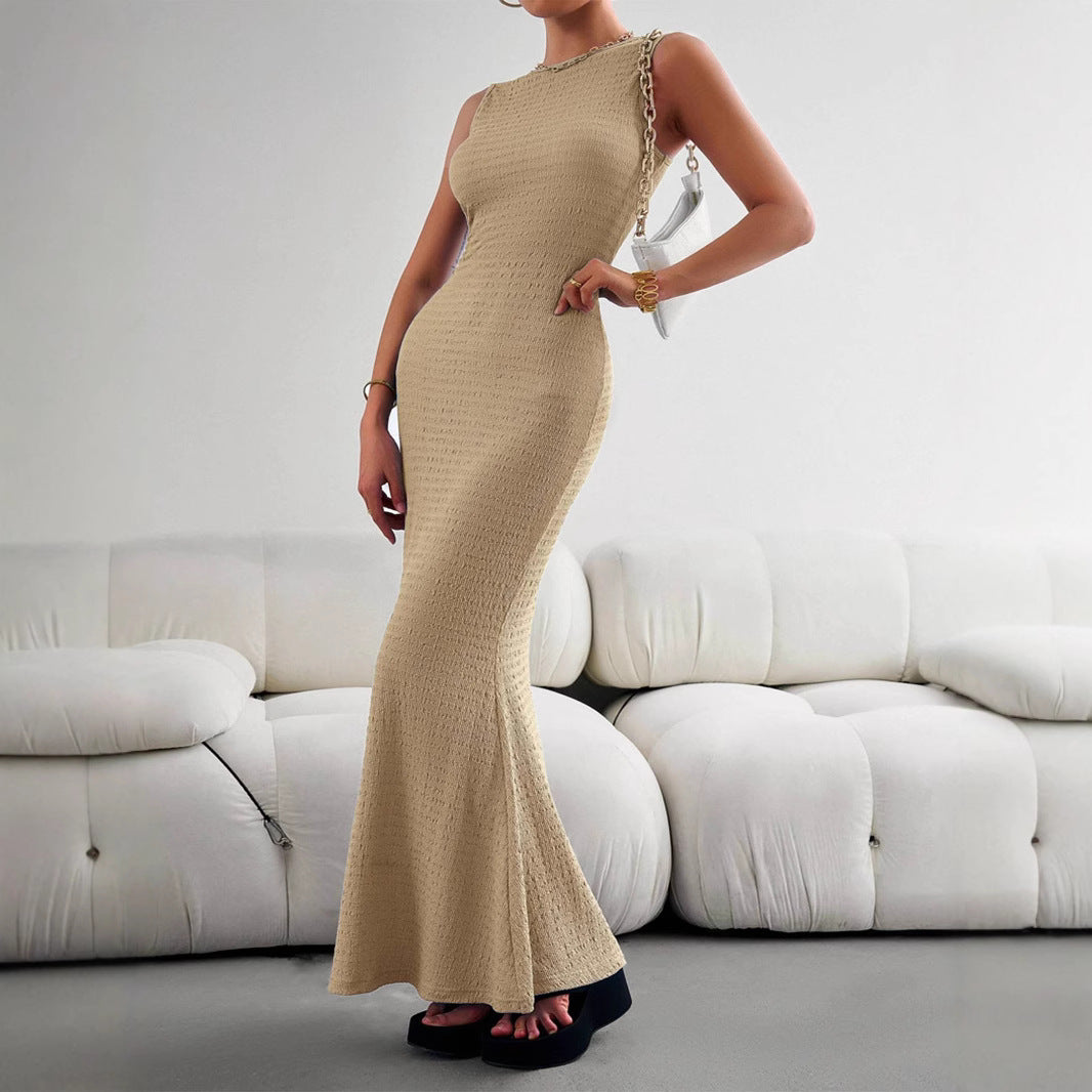 Damen figurbetontes Maxikleid mit elegantem Strukturdesign EB