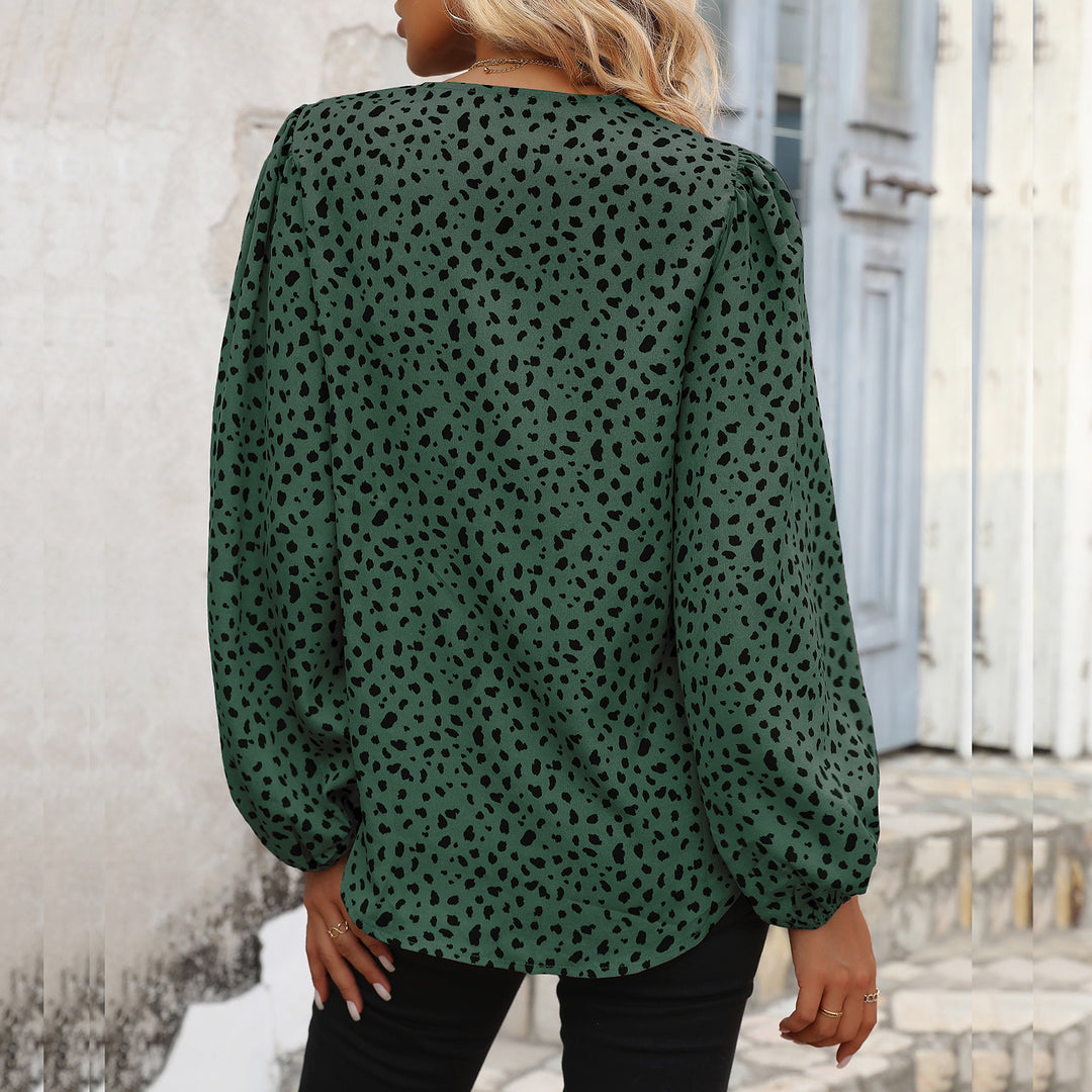 Damen blouse mit V-Ausschnitt und voluminösen Ärmeln EB