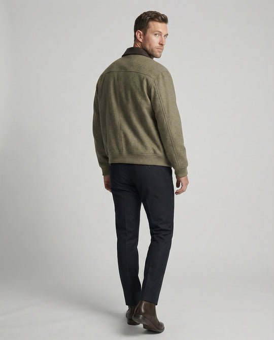 Herren kastig geschnittener Wollmix-Blouson mit Kunstlederkragen, Reißverschluss und Brusttasche mit Reißverschluss EB