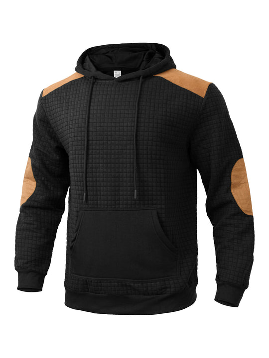 Herren modischer Kapuzenpullover mit strukturiertem Design und Kunstlederakzenten EB