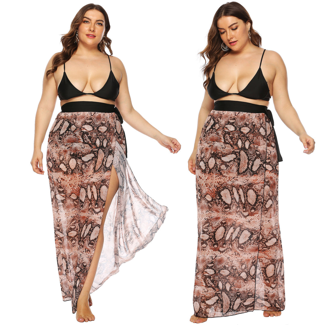 Damen Beach-Kimono aus transparentem Stoff mit trendigem Schlangenprint EB
