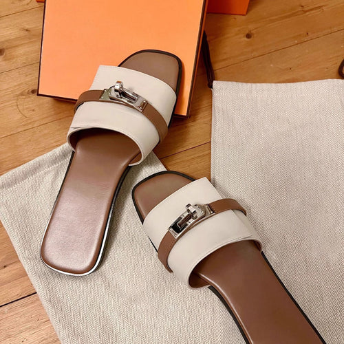 Damen Komfortable Slides mit modischem Riemendesign EB