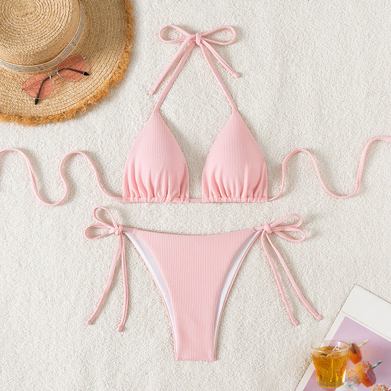 Damen Triangel-Bikini mit verstellbaren Riemen und raffinierten Details EB