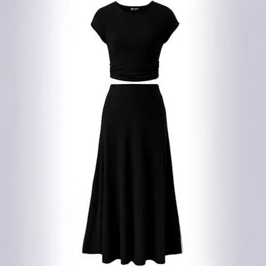Damen Elegantes Maxikleid mit tailliertem Oberteil und fließendem Rock EB