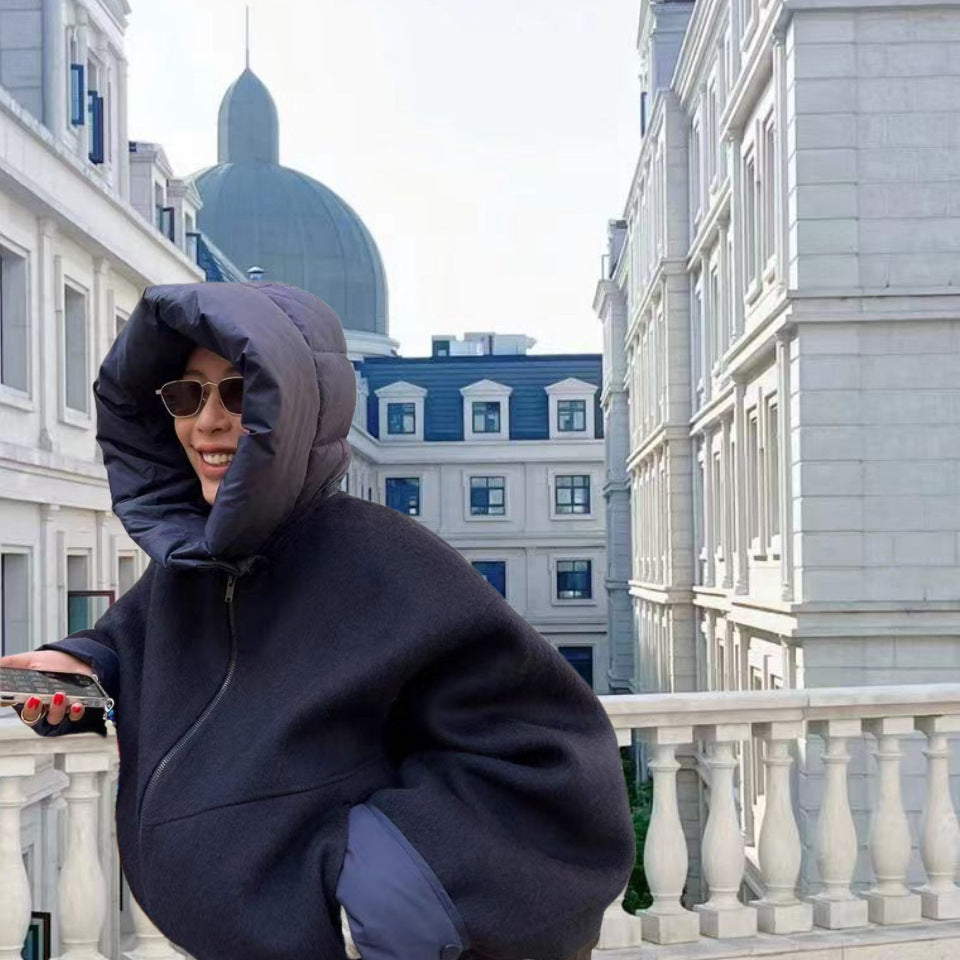 Damen Oversized Sweatjacke mit voluminösen Ärmeln und bequemen Taschen EB