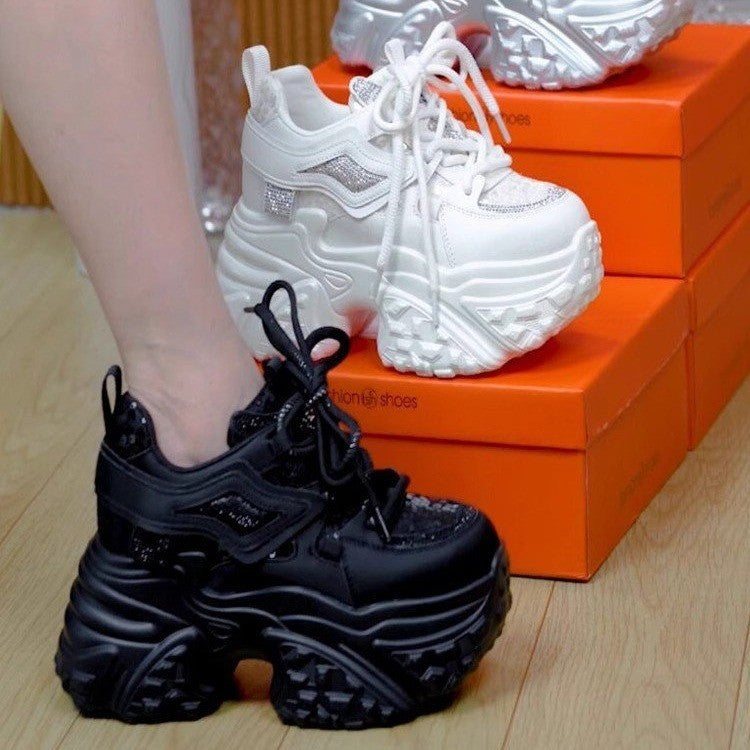 Damen Sportliche Chunky Sneakers mit funkelnden Akzenten EB