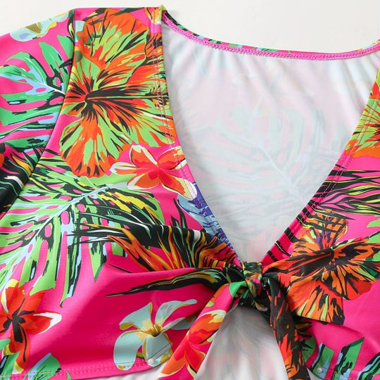 Damen Bikini-Set mit floralen Mustern und leichtem Überwurf EB