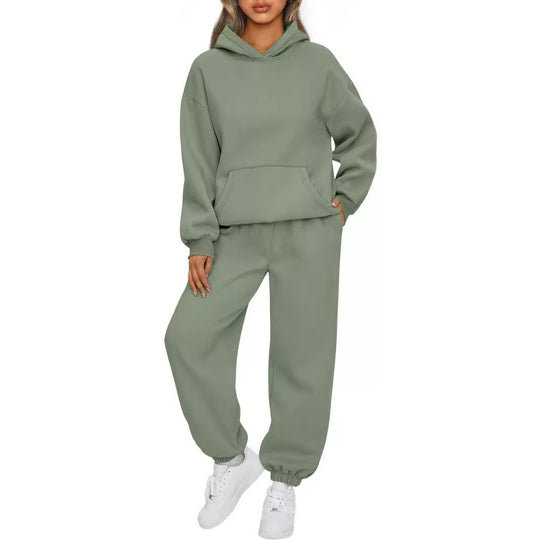 Damen nan kuscheliges oversized Hoodie und Jogginghose Lounge Set aus Baumwollmischung EB