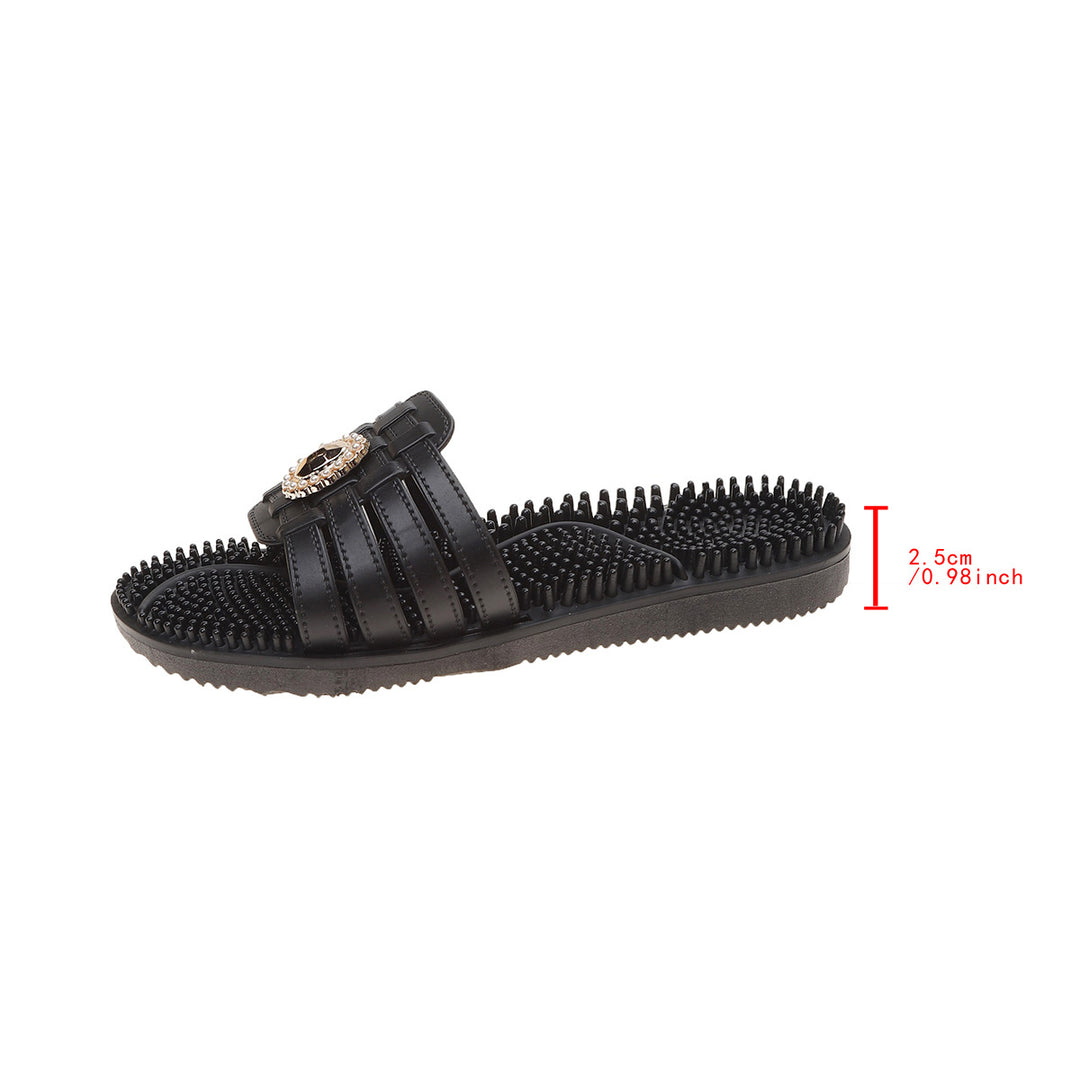 Damen Fashion Slip-On Sandalen mit eleganter Schmuckverzierung EB