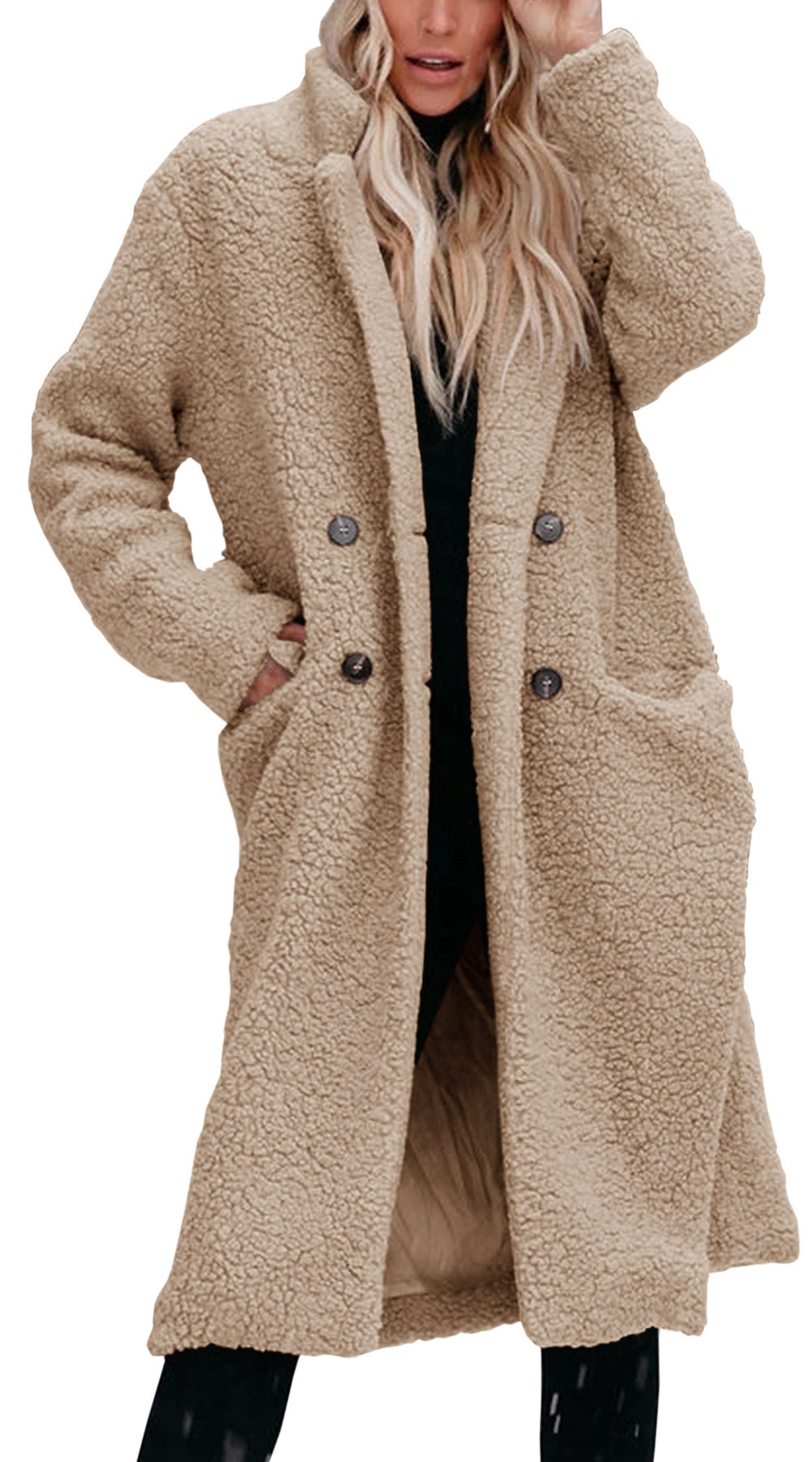 Damen Lange Teddyjacke mit bequemem Schnitt EB