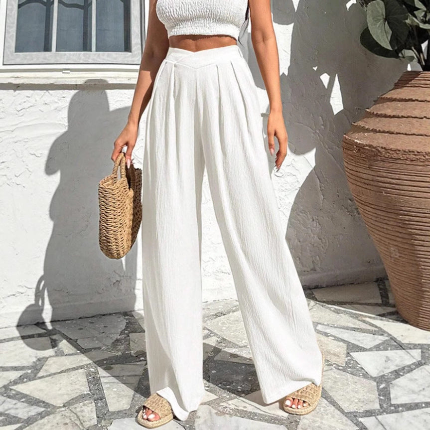 Damen weite Stoffhose mit eleganter Bundfaltenführung EB