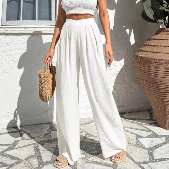Damen weite Stoffhose mit eleganter Bundfaltenführung EB