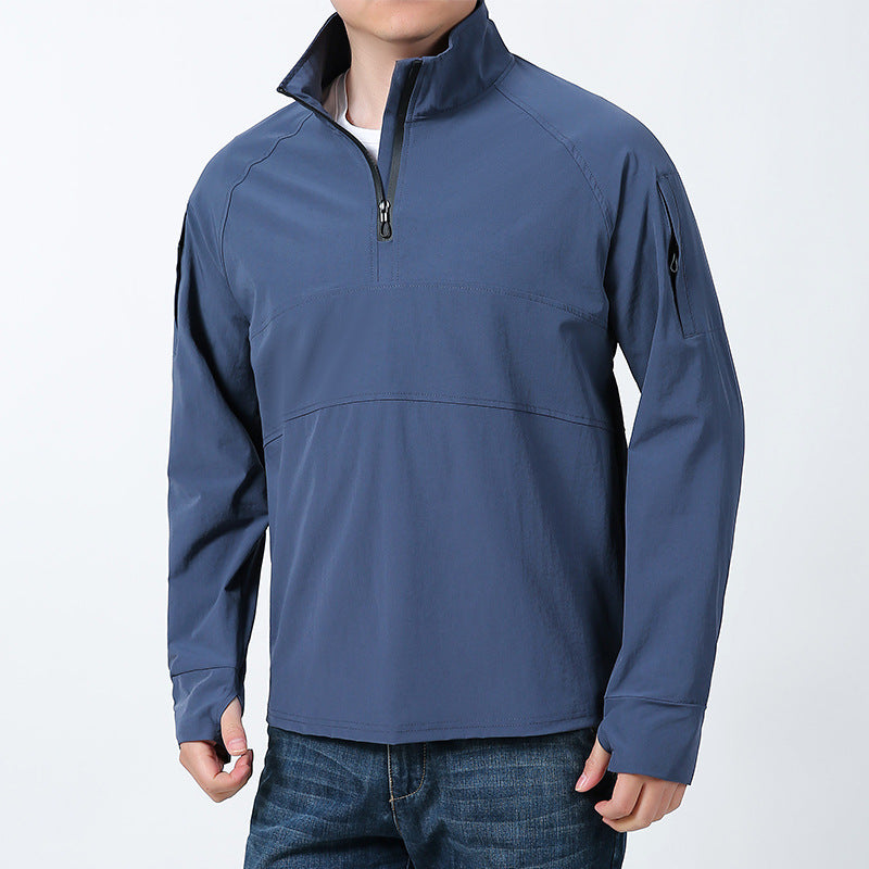 Herren nan Softshell-Pullover mit kurzem Reißverschluss, Ärmeltasche und Raglanärmeln EB