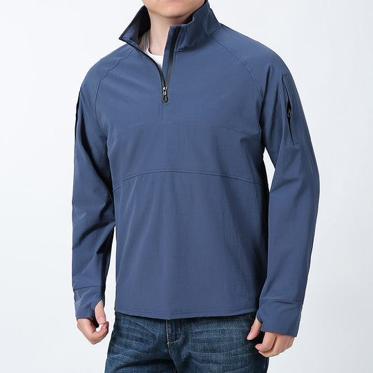 Herren nan Softshell-Pullover mit kurzem Reißverschluss, Ärmeltasche und Raglanärmeln EB