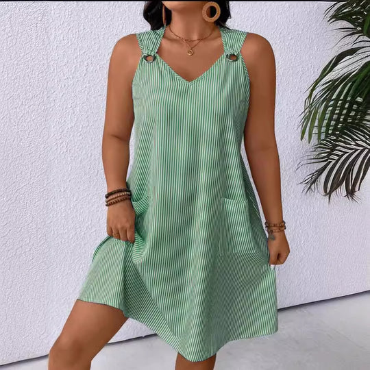 Damen Freizeitkleid mit schmalen Trägern und praktischen Taschen EB