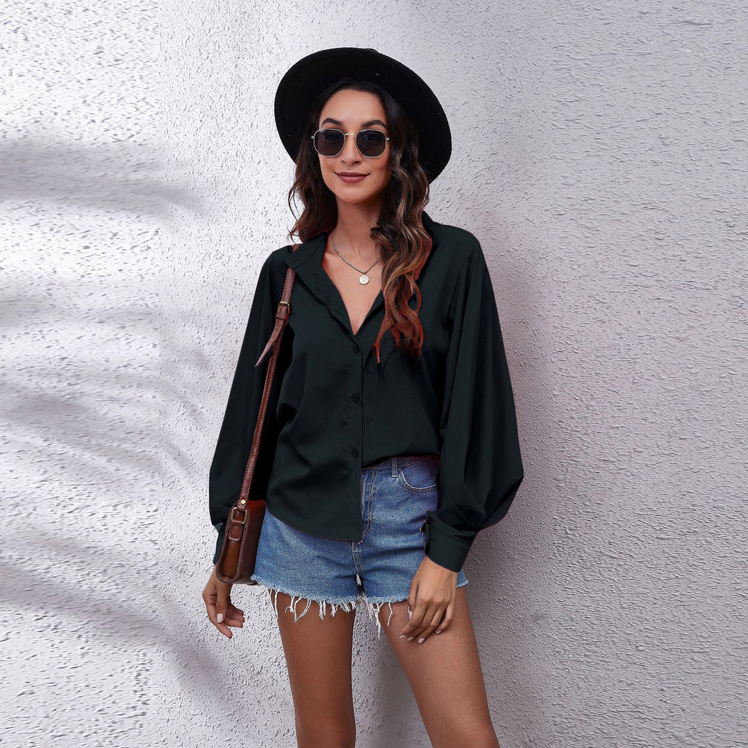 Damen Oversized Longsleeve Bluse mit lässigem Schnitt und voluminösen Ärmeln EB