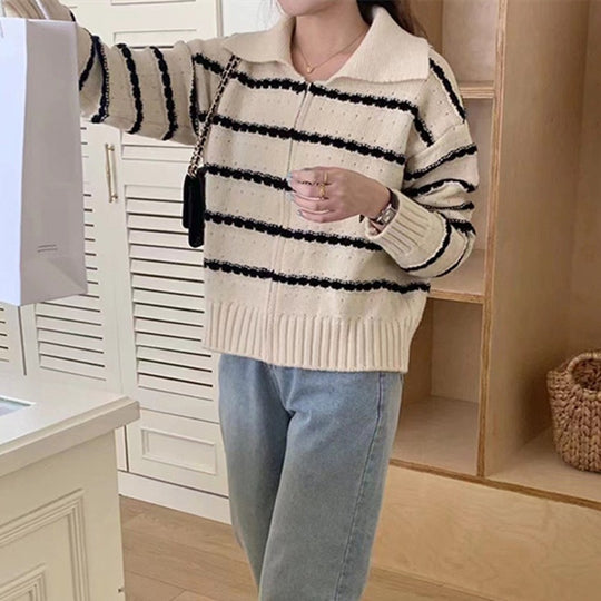 Damen gestreifter Strickpullover EB
