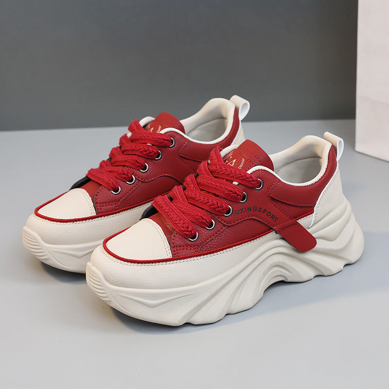 Damen modische Chunky Sneakers mit verstärktem Sohlenprofil und atmungsaktiver Obermaterialstruktur EB