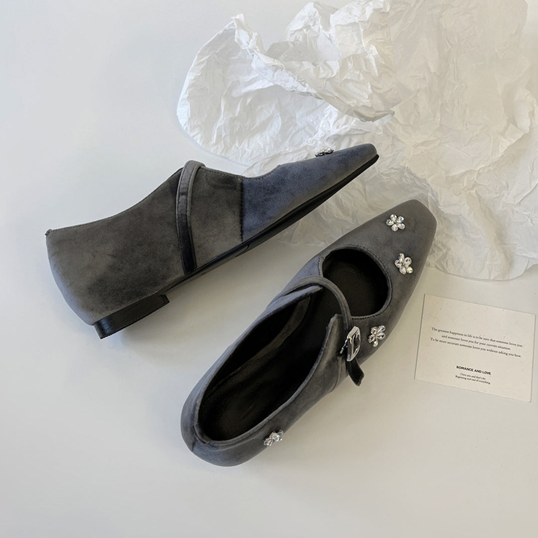 Damen elegante Mary Jane Schuhe mit floralen Details EB